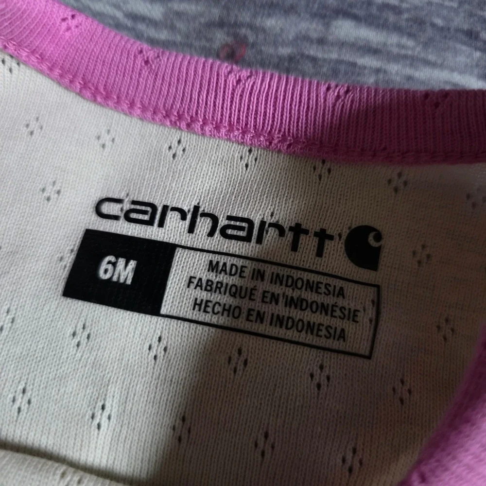 Carhartt Baby Girl Pink Truck Pointelle Long Sleeve Bodysuit TK7158-G 6M